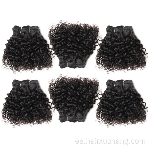 Color natural 8 pulgadas Corto de cabello humano de 8 pulgadas Cabello de trama brasileño Remy Cabello Extensión Afro Curly Weave Bundles de cabello humano barato